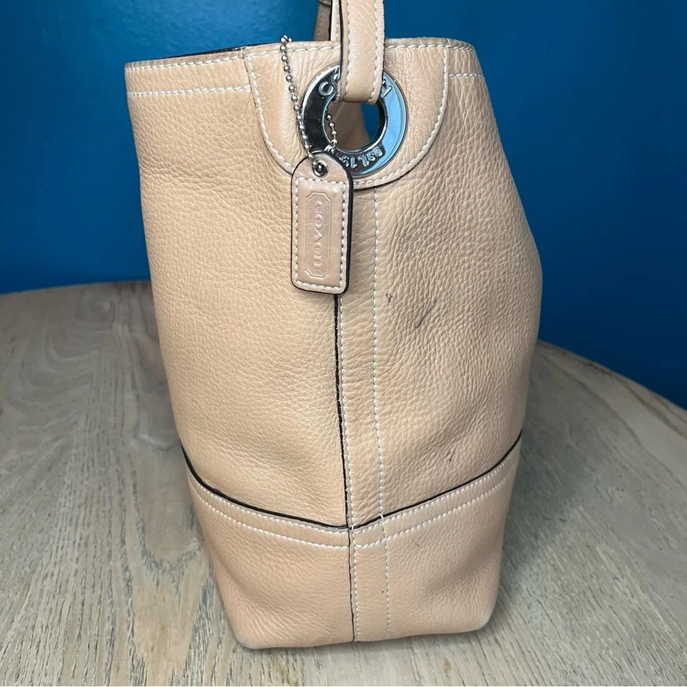 Vintage Coach Slouchy Pebbled Leather Hobo Y2K Shoulder Bag Tan - Picture 5 of 14